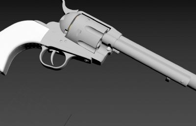 柯尔特M1917左轮手枪游戏道具3D模型素材,非实物