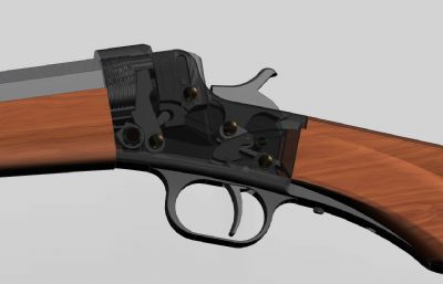 赫本hepburn雷明顿remington杠杆折叠步枪,游戏玩家3D模型道具非实物