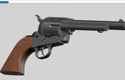 柯尔特M1917左轮手枪游戏道具3D模型素材,非实物