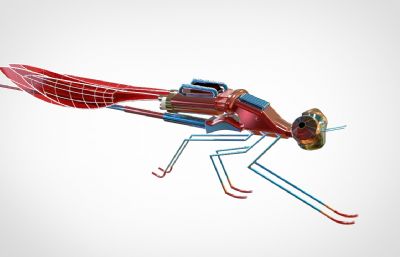 仿生机械蜻蜓,机械豆娘创意3D模型