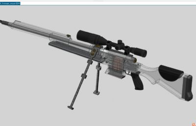 frf2狙击步枪带两脚架3D模型,非实物