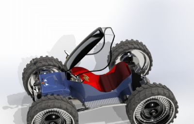 创意小汽车,卡丁车,沙滩车3D装配模型可3D打印