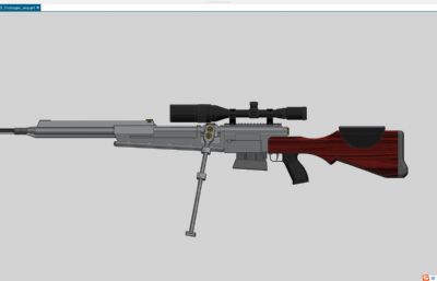 frf2狙击步枪带两脚架3D模型,非实物