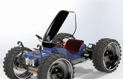 创意小汽车,卡丁车,沙滩车3D装配模型可3D打印