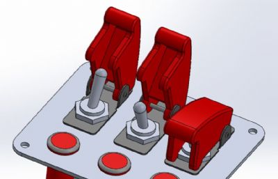 3排红色安全盖拨动开关,带指示灯