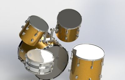 架子鼓drum set,爵士乐队敲击乐器3D模型素材全装配