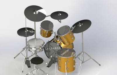 架子鼓drum set,爵士乐队敲击乐器3D模型素材全装配