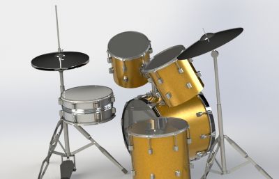 架子鼓drum set,爵士乐队敲击乐器3D模型素材全装配