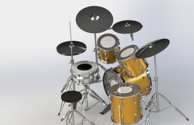 架子鼓drum set,爵士乐队敲击乐器3D模型素材全装配