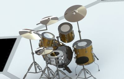 架子鼓drum set,爵士乐队敲击乐器3D模型素材全装配