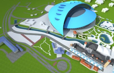 河北秦皇岛渔岛海洋度假区整体鸟瞰3D模型