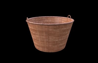 编织篮子 竹篮竹筐 竹篓塌陷模型