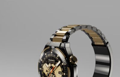 HUAWEI WATCH ULTIMATE DESIGN 非凡大师 黄金款手表C4D,keyshot模型
