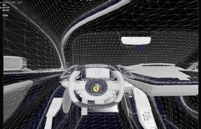 新款法拉利F80跑车,带内饰塌陷模型