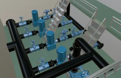 水厂供水泵房blender模型,有fbx,obj格式