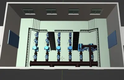 水厂供水泵房blender模型,有fbx,obj格式