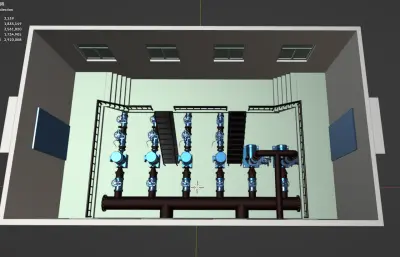水厂供水泵房blender模型,有fbx,obj格式