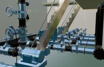 水厂供水泵房blender模型,有fbx,obj格式