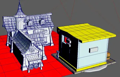 商业街古建筑+汉堡店Maya模型