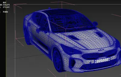 起亚斯汀格KiaStinger汽车,带内饰的塌陷模型