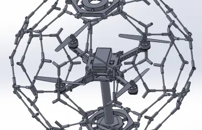 无人机加球体外壳整体展示模型