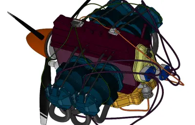 扁平四缸飞机发动机
