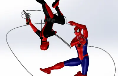 蜘蛛侠vs死侍模型