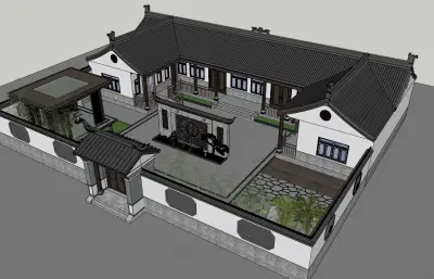 中式四合院模型