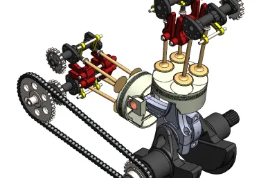 V型双缸摩托车发动机内部结构