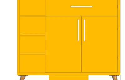 双门一抽左空鞋柜带孔位结构