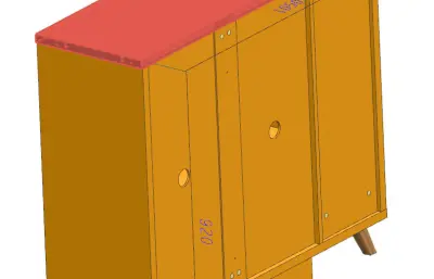 双门一抽左空鞋柜带孔位结构