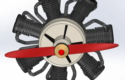 飞机7缸活塞发动机模型