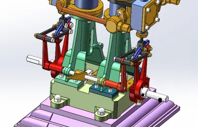 双缸蒸汽机模型