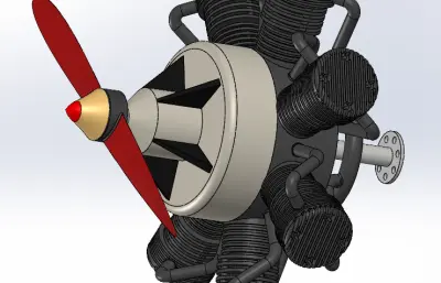 飞机7缸活塞发动机模型