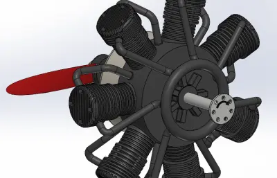 飞机7缸活塞发动机模型