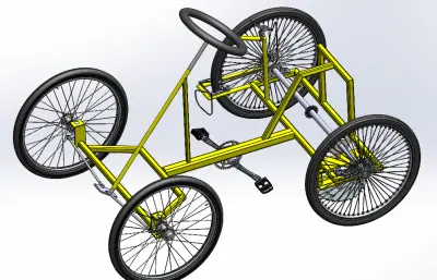 脚踏式四轮车割草机