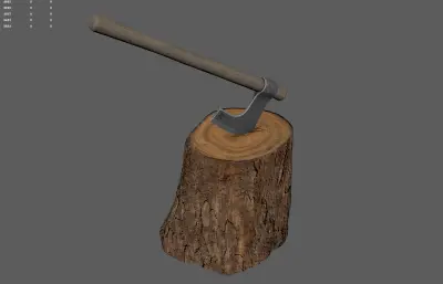 斧头+木桩 劈木头