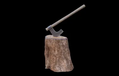 斧头+木桩 劈木头