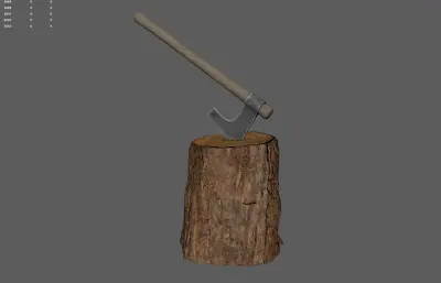 斧头+木桩 劈木头