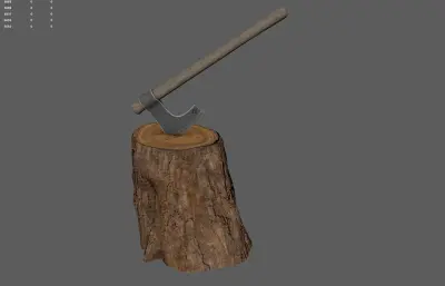 斧头+木桩 劈木头