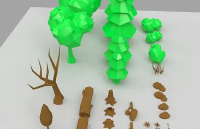 卡通树景 枯树 木头