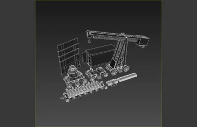 军事炮弹,吊机卡通模型