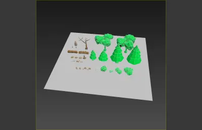 卡通树景 枯树 木头