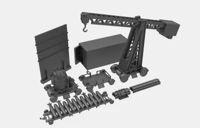 军事炮弹,吊机卡通模型