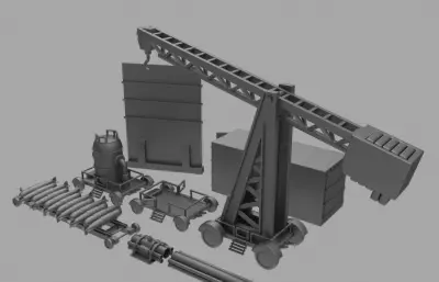 军事炮弹,吊机卡通模型