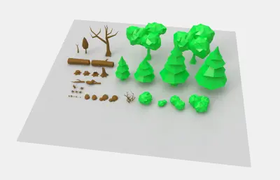 卡通树景 枯树 木头