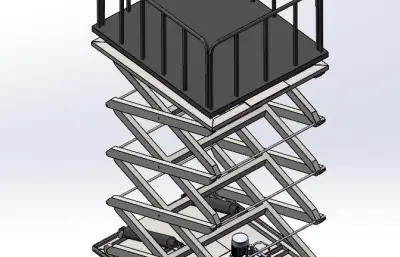 剪切式升降机带护栏
