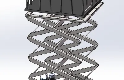 剪切式升降机带护栏