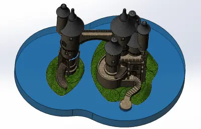 拱桥连廊城堡模型