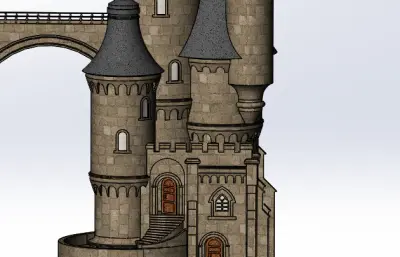 拱桥连廊城堡模型